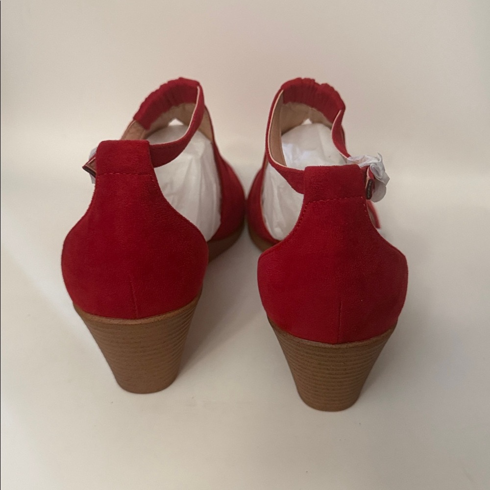 Journee Kedzie Red Open-Toe Sandals Comfort Sole Size 12 - Picture 3 of 9